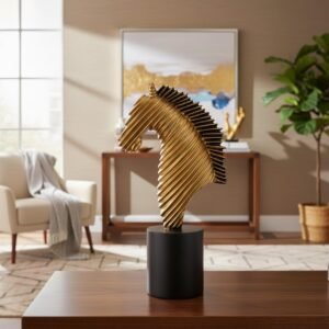 modern golden horse sculpture