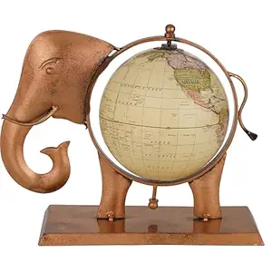 decorative metal elephant showpiece with vintage world map
