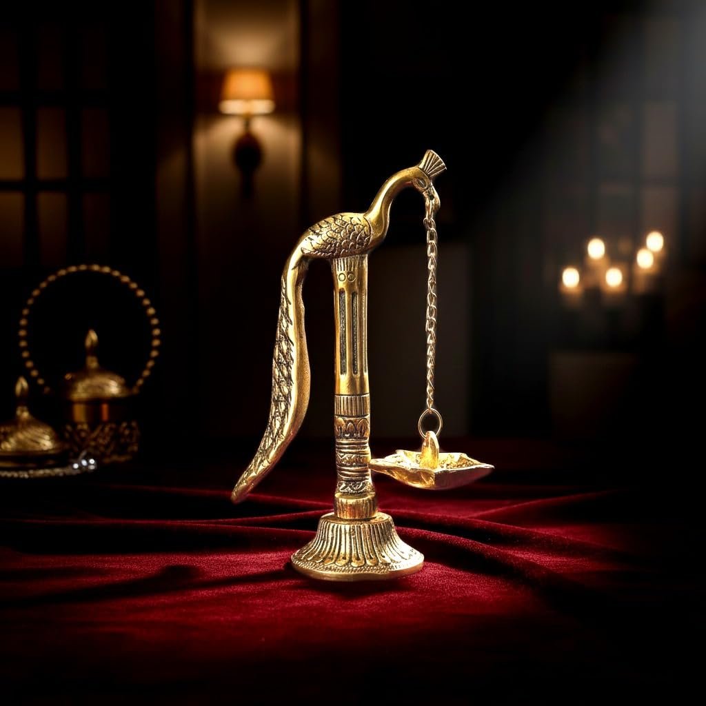 peacock design metal hanging diya pair with chain peacock design metal hanging diya pair with chain